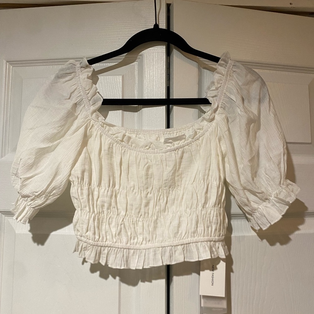 White cropped blouse